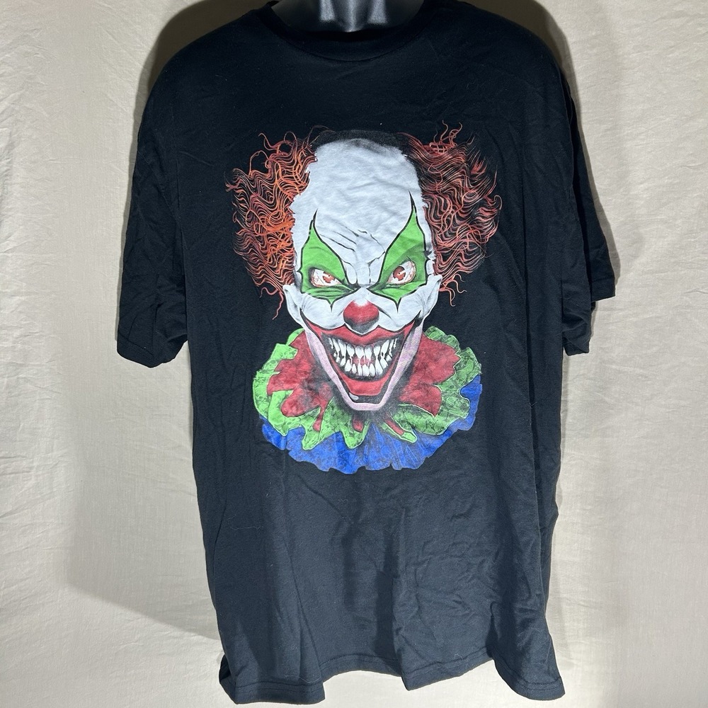 Way To Celebrate Halloween Men 2XL Evil Clown Graphic T-Shirt Black Horror Tee